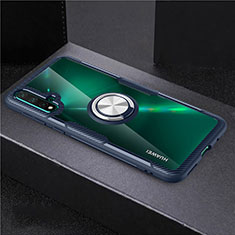 Silikon Hülle Handyhülle Ultradünn Schutzhülle Flexible Tasche Durchsichtig Transparent mit Magnetisch Fingerring Ständer C02 für Huawei Nova 5 Blau