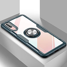 Silikon Hülle Handyhülle Ultradünn Schutzhülle Flexible Tasche Durchsichtig Transparent mit Magnetisch Fingerring Ständer C02 für Huawei P20 Hellblau