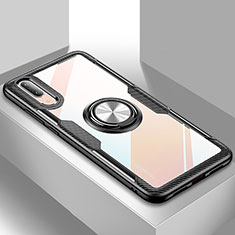 Silikon Hülle Handyhülle Ultradünn Schutzhülle Flexible Tasche Durchsichtig Transparent mit Magnetisch Fingerring Ständer C02 für Huawei P20 Silber und Schwarz