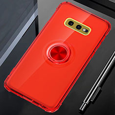 Silikon Hülle Handyhülle Ultradünn Schutzhülle Flexible Tasche Durchsichtig Transparent mit Magnetisch Fingerring Ständer C02 für Samsung Galaxy S10e Rot