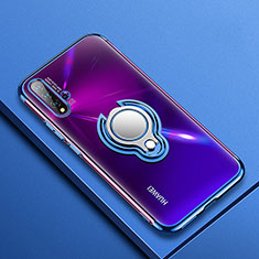 Silikon Hülle Handyhülle Ultradünn Schutzhülle Flexible Tasche Durchsichtig Transparent mit Magnetisch Fingerring Ständer C03 für Huawei Nova 5 Pro Blau