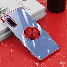 Silikon Hülle Handyhülle Ultradünn Schutzhülle Flexible Tasche Durchsichtig Transparent mit Magnetisch Fingerring Ständer für Sony Xperia 10 III Lite Rot