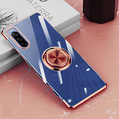 Silikon Hülle Handyhülle Ultradünn Schutzhülle Flexible Tasche Durchsichtig Transparent mit Magnetisch Fingerring Ständer für Sony Xperia 10 III Rosegold