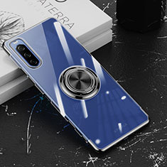 Silikon Hülle Handyhülle Ultradünn Schutzhülle Flexible Tasche Durchsichtig Transparent mit Magnetisch Fingerring Ständer für Sony Xperia 10 III Schwarz