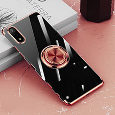 Silikon Hülle Handyhülle Ultradünn Schutzhülle Flexible Tasche Durchsichtig Transparent mit Magnetisch Fingerring Ständer für Sony Xperia Ace II Rosegold