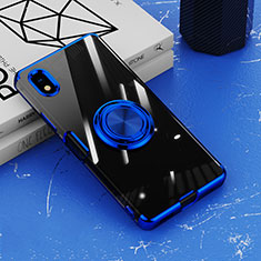 Silikon Hülle Handyhülle Ultradünn Schutzhülle Flexible Tasche Durchsichtig Transparent mit Magnetisch Fingerring Ständer für Sony Xperia Ace III Blau