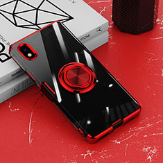 Silikon Hülle Handyhülle Ultradünn Schutzhülle Flexible Tasche Durchsichtig Transparent mit Magnetisch Fingerring Ständer für Sony Xperia Ace III Rot