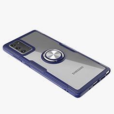 Silikon Hülle Handyhülle Ultradünn Schutzhülle Flexible Tasche Durchsichtig Transparent mit Magnetisch Fingerring Ständer N01 für Samsung Galaxy Note 20 5G Königs Blau
