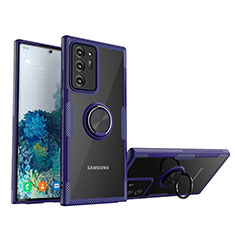 Silikon Hülle Handyhülle Ultradünn Schutzhülle Flexible Tasche Durchsichtig Transparent mit Magnetisch Fingerring Ständer N01 für Samsung Galaxy Note 20 Ultra 5G Blau