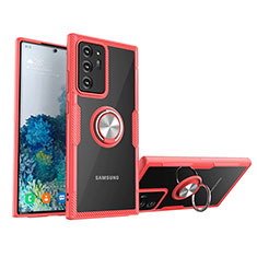Silikon Hülle Handyhülle Ultradünn Schutzhülle Flexible Tasche Durchsichtig Transparent mit Magnetisch Fingerring Ständer N01 für Samsung Galaxy Note 20 Ultra 5G Rot