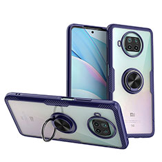 Silikon Hülle Handyhülle Ultradünn Schutzhülle Flexible Tasche Durchsichtig Transparent mit Magnetisch Fingerring Ständer ZL1 für Xiaomi Mi 10i 5G Blau
