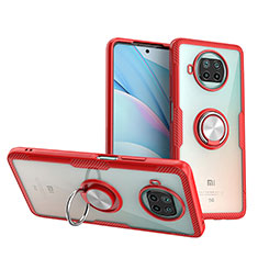 Silikon Hülle Handyhülle Ultradünn Schutzhülle Flexible Tasche Durchsichtig Transparent mit Magnetisch Fingerring Ständer ZL1 für Xiaomi Mi 10T Lite 5G Rot
