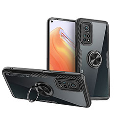 Silikon Hülle Handyhülle Ultradünn Schutzhülle Flexible Tasche Durchsichtig Transparent mit Magnetisch Fingerring Ständer ZL1 für Xiaomi Mi 10T Pro 5G Schwarz
