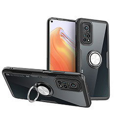 Silikon Hülle Handyhülle Ultradünn Schutzhülle Flexible Tasche Durchsichtig Transparent mit Magnetisch Fingerring Ständer ZL1 für Xiaomi Mi 10T Pro 5G Silber und Schwarz