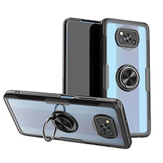 Silikon Hülle Handyhülle Ultradünn Schutzhülle Flexible Tasche Durchsichtig Transparent mit Magnetisch Fingerring Ständer ZL1 für Xiaomi Poco X3 NFC Schwarz