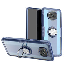 Silikon Hülle Handyhülle Ultradünn Schutzhülle Flexible Tasche Durchsichtig Transparent mit Magnetisch Fingerring Ständer ZL1 für Xiaomi Poco X3 NFC Silber und Blau
