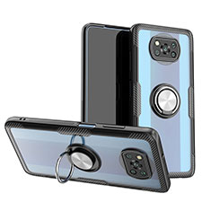 Silikon Hülle Handyhülle Ultradünn Schutzhülle Flexible Tasche Durchsichtig Transparent mit Magnetisch Fingerring Ständer ZL1 für Xiaomi Poco X3 NFC Silber und Schwarz