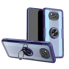 Silikon Hülle Handyhülle Ultradünn Schutzhülle Flexible Tasche Durchsichtig Transparent mit Magnetisch Fingerring Ständer ZL1 für Xiaomi Poco X3 Pro Blau