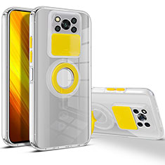 Silikon Hülle Handyhülle Ultradünn Schutzhülle Flexible Tasche Durchsichtig Transparent mit Ständer für Xiaomi Poco X3 NFC Gelb