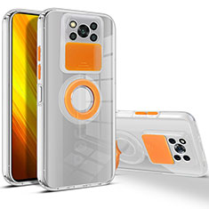 Silikon Hülle Handyhülle Ultradünn Schutzhülle Flexible Tasche Durchsichtig Transparent mit Ständer für Xiaomi Poco X3 NFC Orange