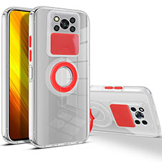 Silikon Hülle Handyhülle Ultradünn Schutzhülle Flexible Tasche Durchsichtig Transparent mit Ständer für Xiaomi Poco X3 Pro Rot