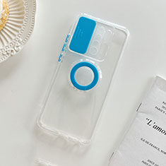 Silikon Hülle Handyhülle Ultradünn Schutzhülle Flexible Tasche Durchsichtig Transparent mit Ständer für Xiaomi Redmi 9 Hellblau