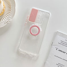 Silikon Hülle Handyhülle Ultradünn Schutzhülle Flexible Tasche Durchsichtig Transparent mit Ständer für Xiaomi Redmi 9 Prime India Rosa