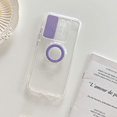 Silikon Hülle Handyhülle Ultradünn Schutzhülle Flexible Tasche Durchsichtig Transparent mit Ständer für Xiaomi Redmi 9 Violett
