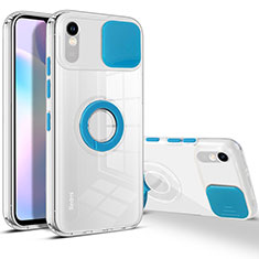 Silikon Hülle Handyhülle Ultradünn Schutzhülle Flexible Tasche Durchsichtig Transparent mit Ständer für Xiaomi Redmi 9A Blau