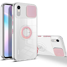 Silikon Hülle Handyhülle Ultradünn Schutzhülle Flexible Tasche Durchsichtig Transparent mit Ständer für Xiaomi Redmi 9A Rosa