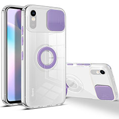Silikon Hülle Handyhülle Ultradünn Schutzhülle Flexible Tasche Durchsichtig Transparent mit Ständer für Xiaomi Redmi 9A Violett