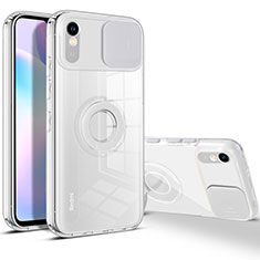 Silikon Hülle Handyhülle Ultradünn Schutzhülle Flexible Tasche Durchsichtig Transparent mit Ständer für Xiaomi Redmi 9A Weiß