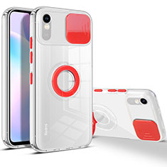 Silikon Hülle Handyhülle Ultradünn Schutzhülle Flexible Tasche Durchsichtig Transparent mit Ständer für Xiaomi Redmi 9AT Rot