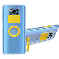 Silikon Hülle Handyhülle Ultradünn Schutzhülle Flexible Tasche Durchsichtig Transparent mit Ständer MJ1 für Xiaomi Poco X3 NFC Gelb