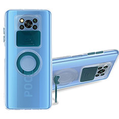 Silikon Hülle Handyhülle Ultradünn Schutzhülle Flexible Tasche Durchsichtig Transparent mit Ständer MJ1 für Xiaomi Poco X3 NFC Grün