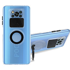 Silikon Hülle Handyhülle Ultradünn Schutzhülle Flexible Tasche Durchsichtig Transparent mit Ständer MJ1 für Xiaomi Poco X3 NFC Schwarz