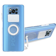 Silikon Hülle Handyhülle Ultradünn Schutzhülle Flexible Tasche Durchsichtig Transparent mit Ständer MJ1 für Xiaomi Poco X3 NFC Weiß