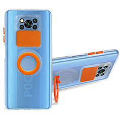 Silikon Hülle Handyhülle Ultradünn Schutzhülle Flexible Tasche Durchsichtig Transparent mit Ständer MJ1 für Xiaomi Poco X3 Pro Orange