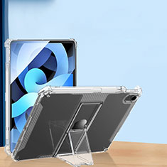 Silikon Hülle Handyhülle Ultradünn Schutzhülle Flexible Tasche Durchsichtig Transparent mit Ständer S01 für Apple iPad Air 4 10.9 (2020) Klar
