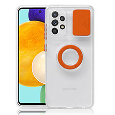 Silikon Hülle Handyhülle Ultradünn Schutzhülle Flexible Tasche Durchsichtig Transparent mit Ständer S01 für Samsung Galaxy A52 5G Orange