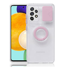 Silikon Hülle Handyhülle Ultradünn Schutzhülle Flexible Tasche Durchsichtig Transparent mit Ständer S01 für Samsung Galaxy A52 5G Rosa