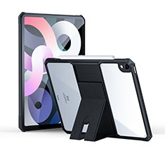 Silikon Hülle Handyhülle Ultradünn Schutzhülle Flexible Tasche Durchsichtig Transparent mit Ständer S02 für Apple iPad Air 5 10.9 (2022) Schwarz