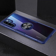 Silikon Hülle Handyhülle Ultradünn Schutzhülle Tasche Durchsichtig Transparent mit Fingerring Ständer C03 für Huawei P30 Pro Hellblau