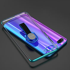 Silikon Hülle Handyhülle Ultradünn Schutzhülle Tasche Durchsichtig Transparent mit Fingerring Ständer für Huawei Honor 10 Grün