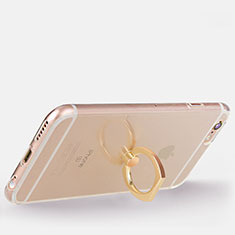 Silikon Hülle Handyhülle Ultradünn Schutzhülle Tasche Durchsichtig Transparent mit Fingerring Ständer S01 für Apple iPhone 6 Gold