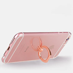 Silikon Hülle Handyhülle Ultradünn Schutzhülle Tasche Durchsichtig Transparent mit Fingerring Ständer S01 für Apple iPhone 6 Rosegold