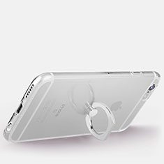 Silikon Hülle Handyhülle Ultradünn Schutzhülle Tasche Durchsichtig Transparent mit Fingerring Ständer S01 für Apple iPhone 6 Silber