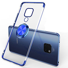 Silikon Hülle Handyhülle Ultradünn Schutzhülle Tasche Durchsichtig Transparent mit Magnetisch Fingerring Ständer C01 für Huawei Mate 20 Blau