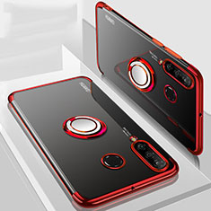 Silikon Hülle Handyhülle Ultradünn Schutzhülle Tasche Durchsichtig Transparent mit Magnetisch Fingerring Ständer C01 für Huawei P30 Lite New Edition Rot