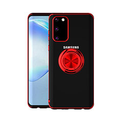 Silikon Hülle Handyhülle Ultradünn Schutzhülle Tasche Durchsichtig Transparent mit Magnetisch Fingerring Ständer C01 für Samsung Galaxy S20 5G Rot